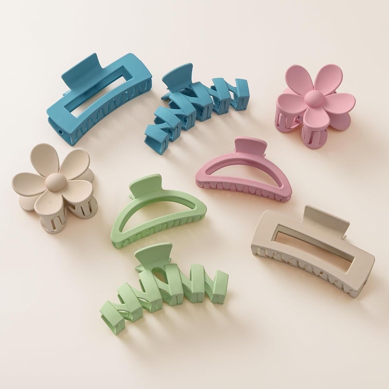 Sunolga 8PCS Hair Clips for Women, Flower Claw Clips for Thick Hair, Non-Slip Hair Accessories with Multi-Styles, Colorful Hair Claw Clips and Variety Pack, Ideal for Girls - Image 1